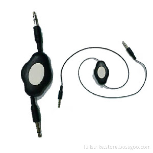 3.5mm to 3.5mm Stereo Male Audio Retractable Black Extension Cable for iPod /iPhone/ iPad/ MP3 Players 80cm